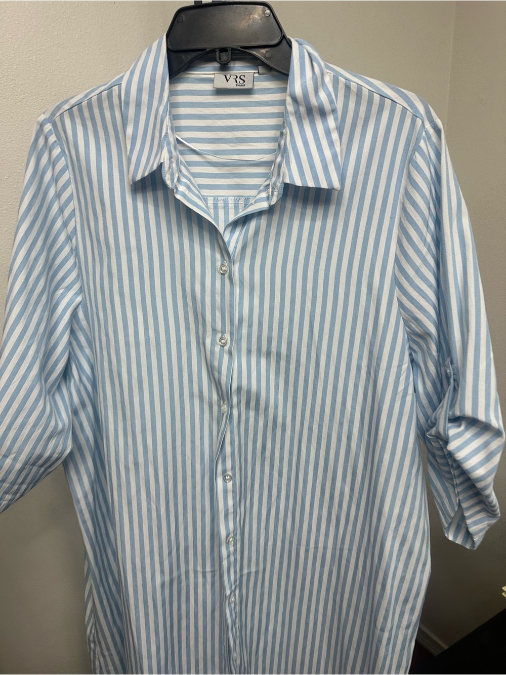 Light Blue & White Striped Button-Front Shirt Dress - Picture 3 of 6